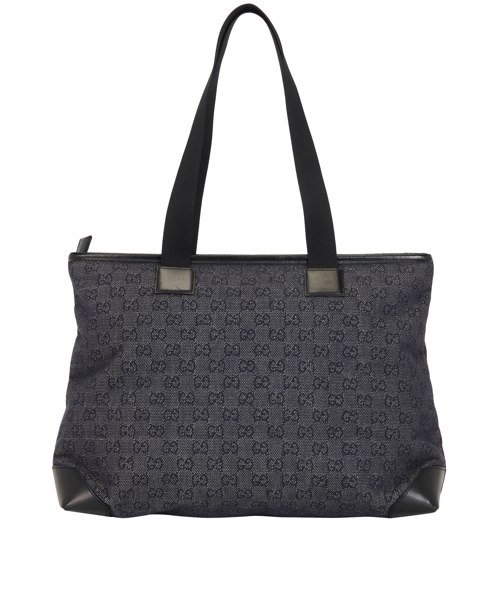 GG Zip Tote, &pound;175, Handbags, Black/Grey, Canvas/Leather, Back view
